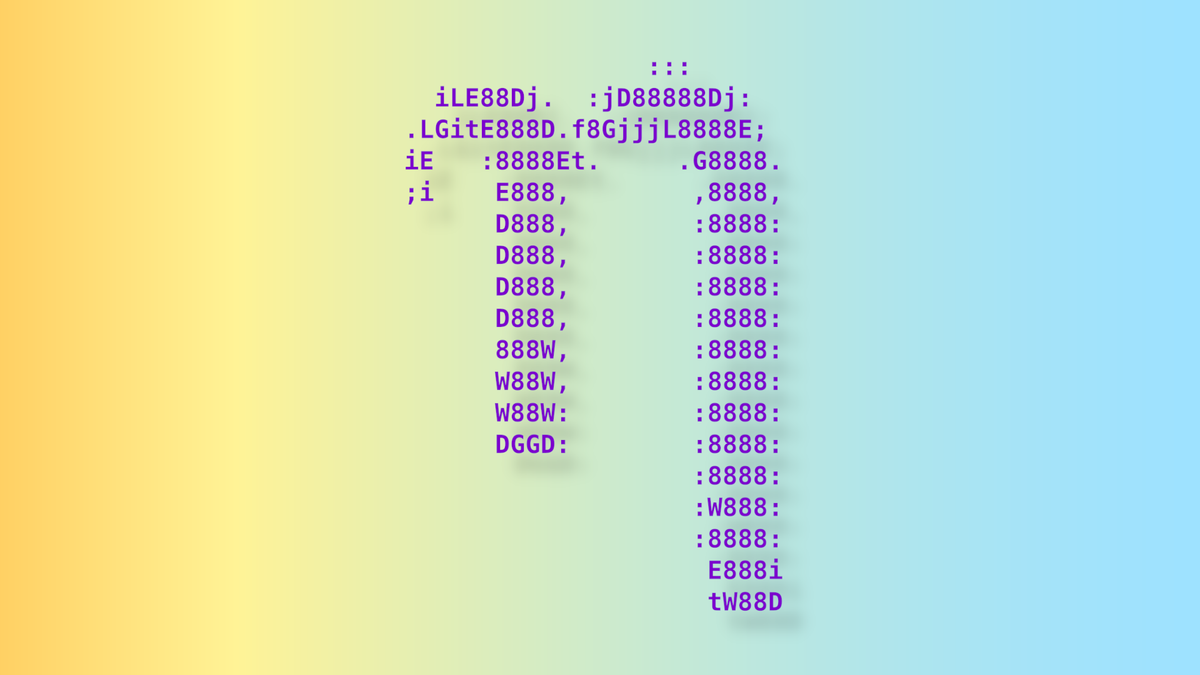 The GNU nano logo composed of purple ASCII over a gradient moving from yellow to blue.