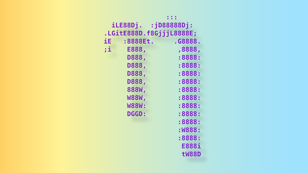 The GNU nano logo composed of purple ASCII over a gradient moving from yellow to blue.